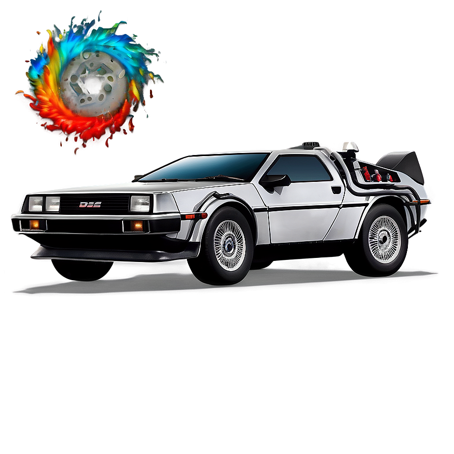 Delorean Car Chase Dynamic Scene Png Add PNG image