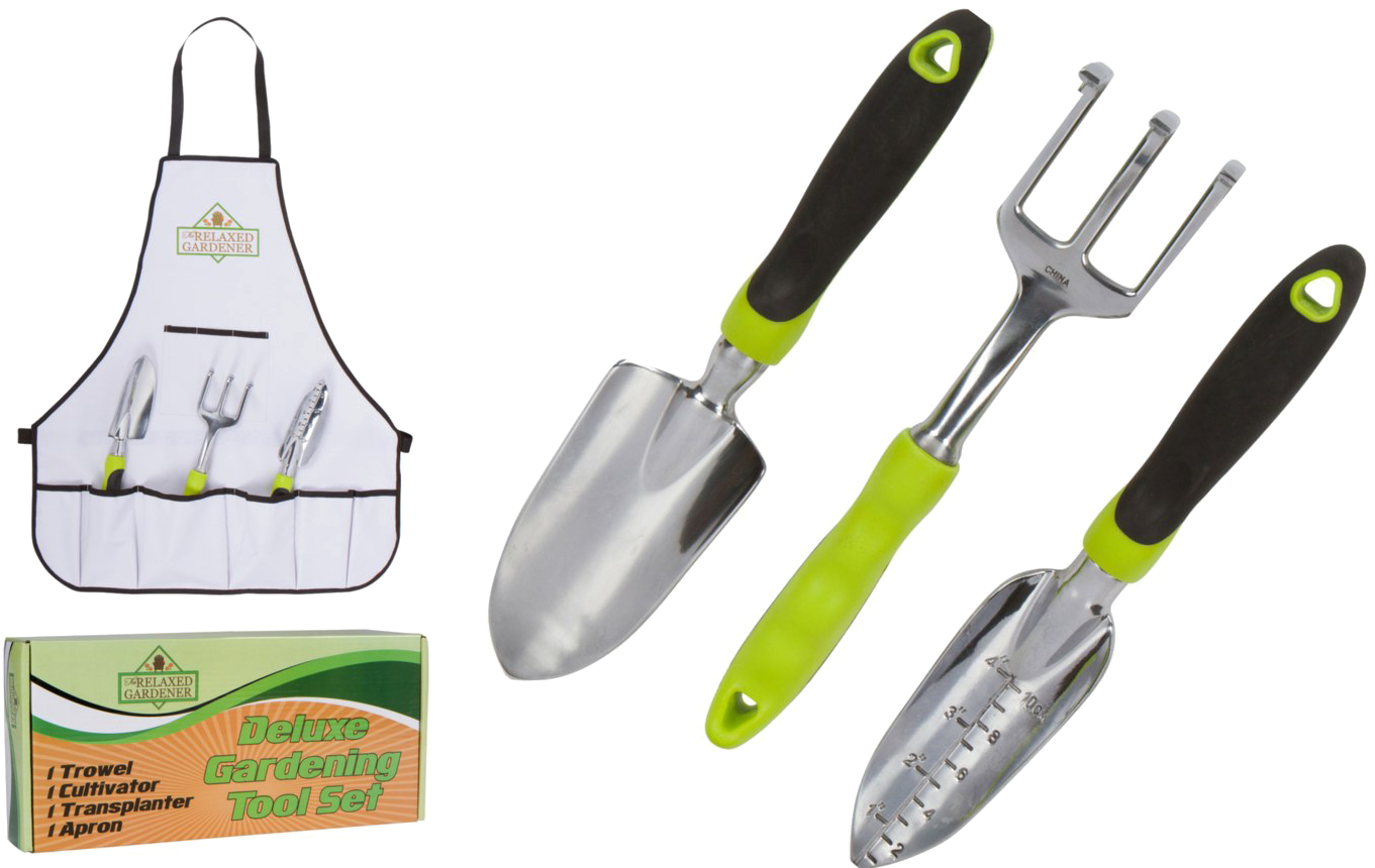 Deluxe Gardening Tool Setwith Apron PNG image