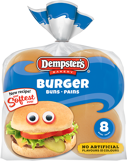 Dempsters Bakery Burger Buns Packaging PNG image