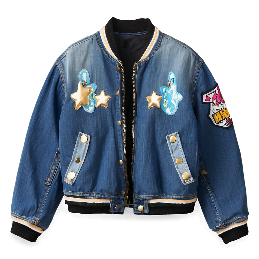 Denim Bomber Jacket Png 06282024 PNG image