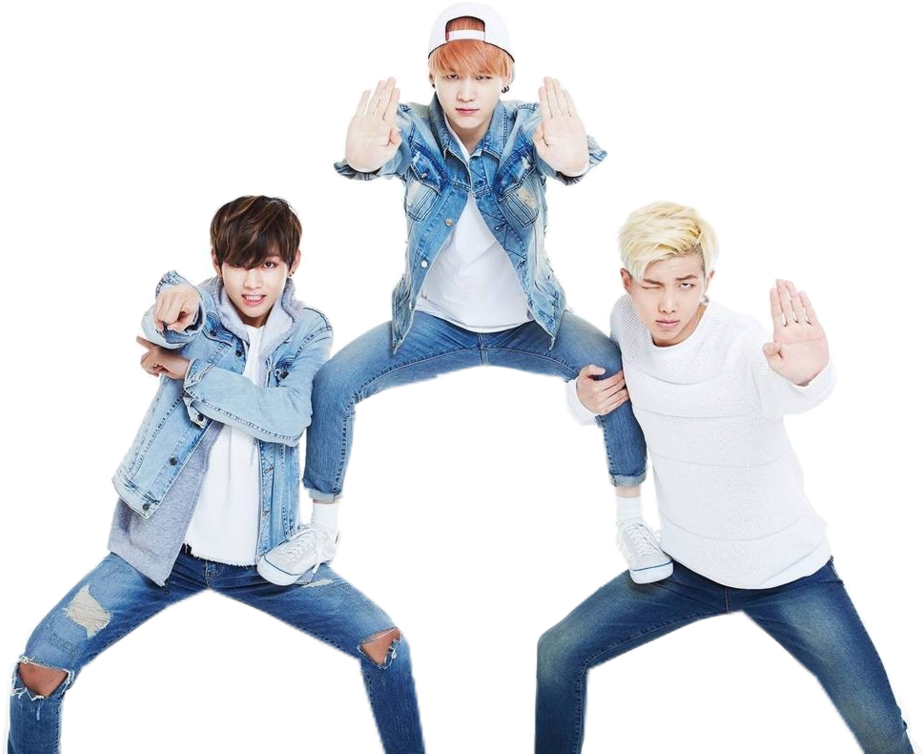 Denim Clad Trio Dance Pose PNG image