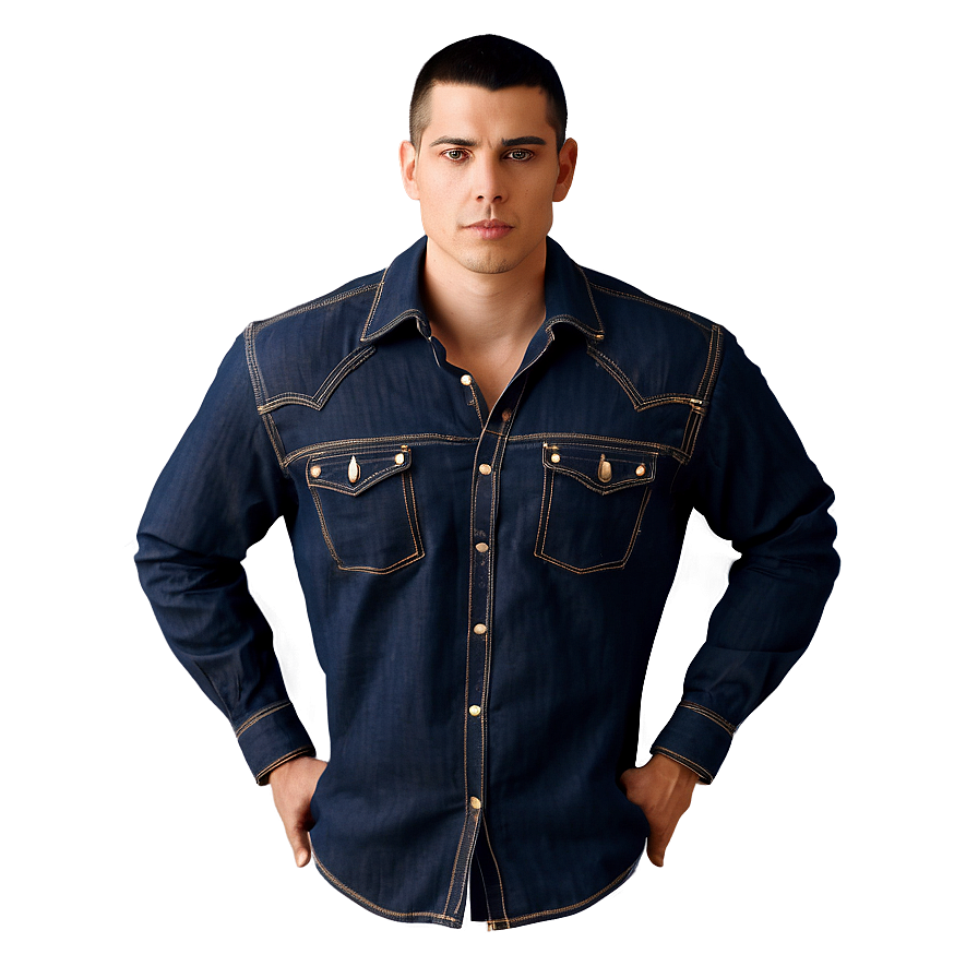 Denim Collar Shirt Png 06272024 PNG image