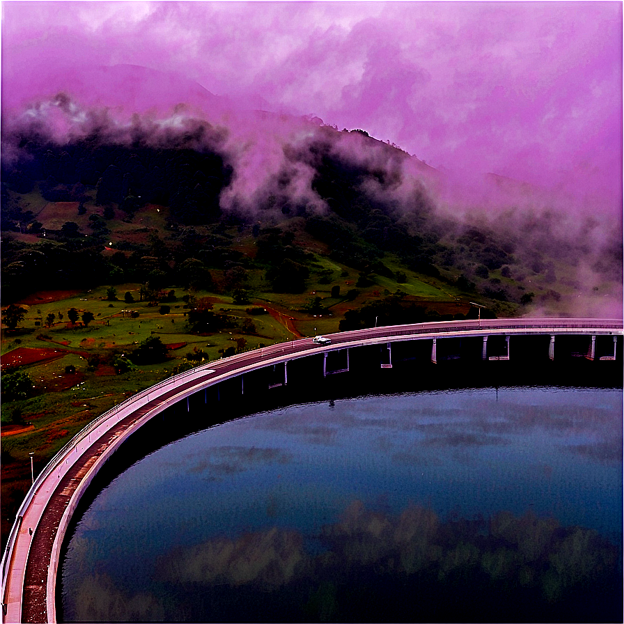 Dense Fog Over Mountain Dam Png Njg PNG image