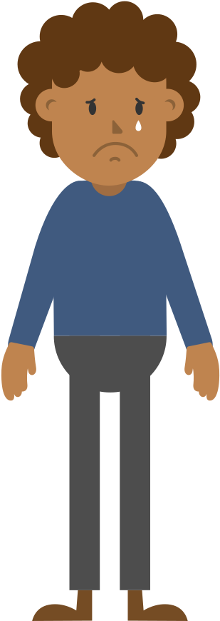 Depressed Cartoon Character Standing PNG image