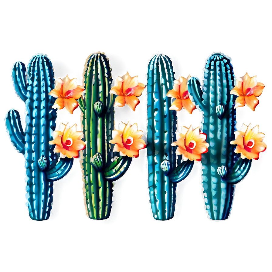 Desert Cactus Floral Png Rmq PNG image