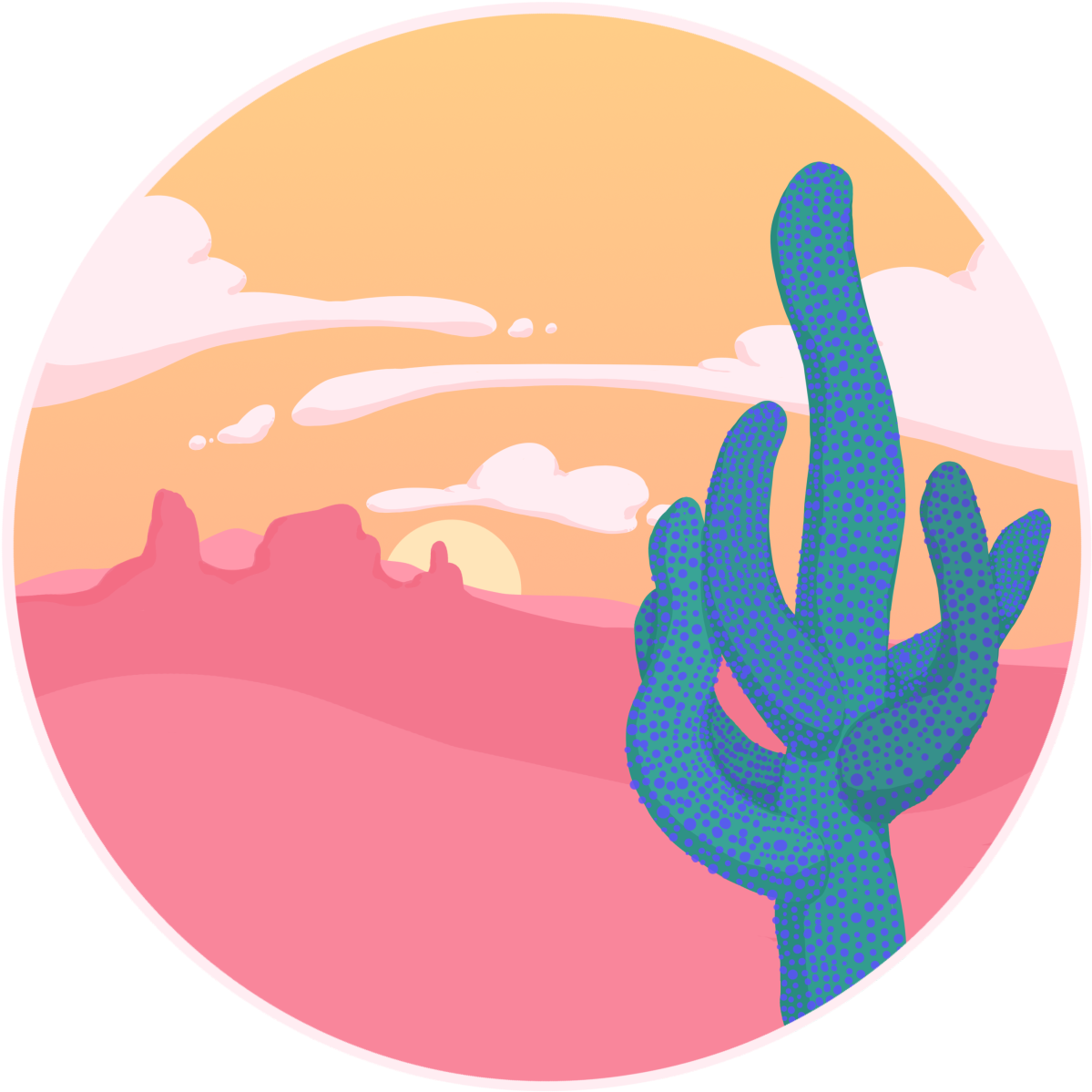 Desert Cactus Sunset Illustration PNG image