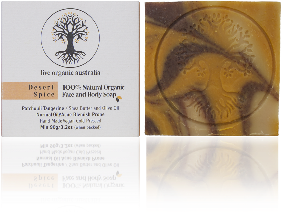 Desert Spice Organic Soap Packaging PNG image