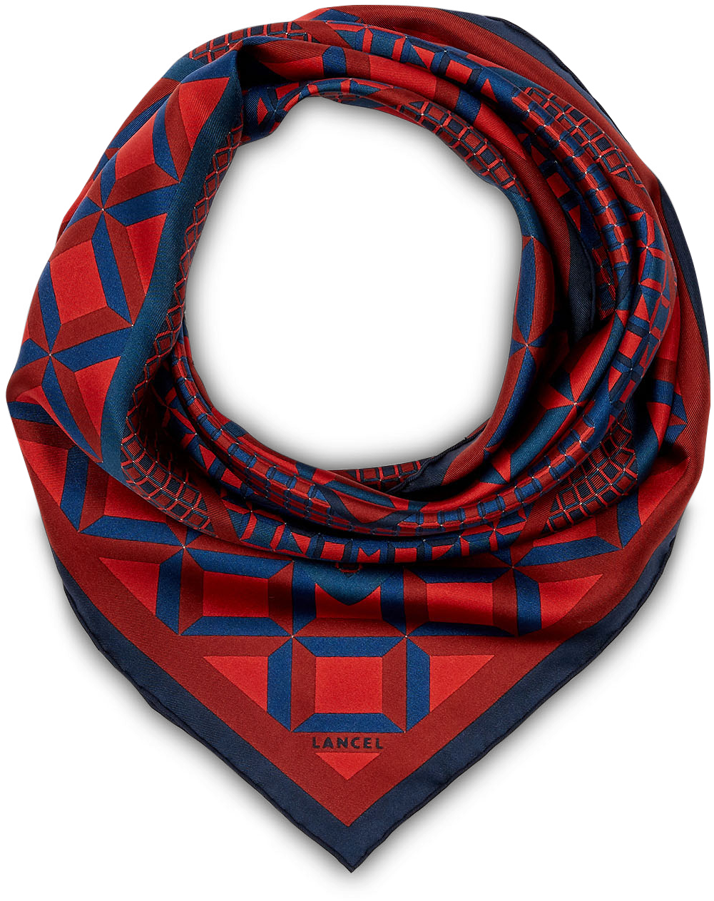 Designer Redand Blue Geometric Scarf PNG image