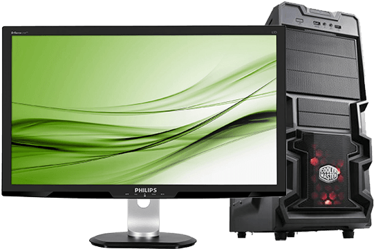 Desktop P Cand Monitor Setup PNG image