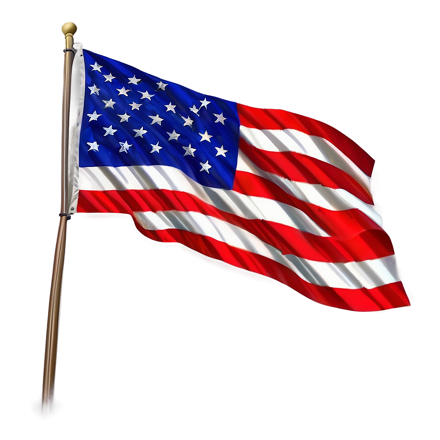 Detailed American Flag Waving Illustration Png 04302024 PNG image