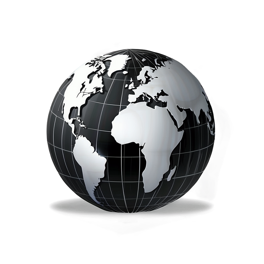 Detailed Black And White Globe Illustration Png 06282024 PNG image