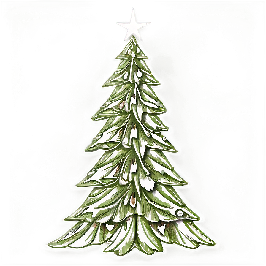 Detailed Christmas Tree Line Work Png 06132024 PNG image