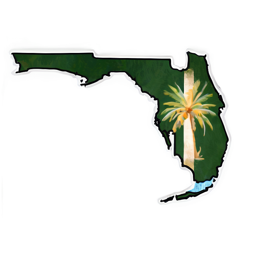 Detailed Florida Border Outline Png 06122024 PNG image