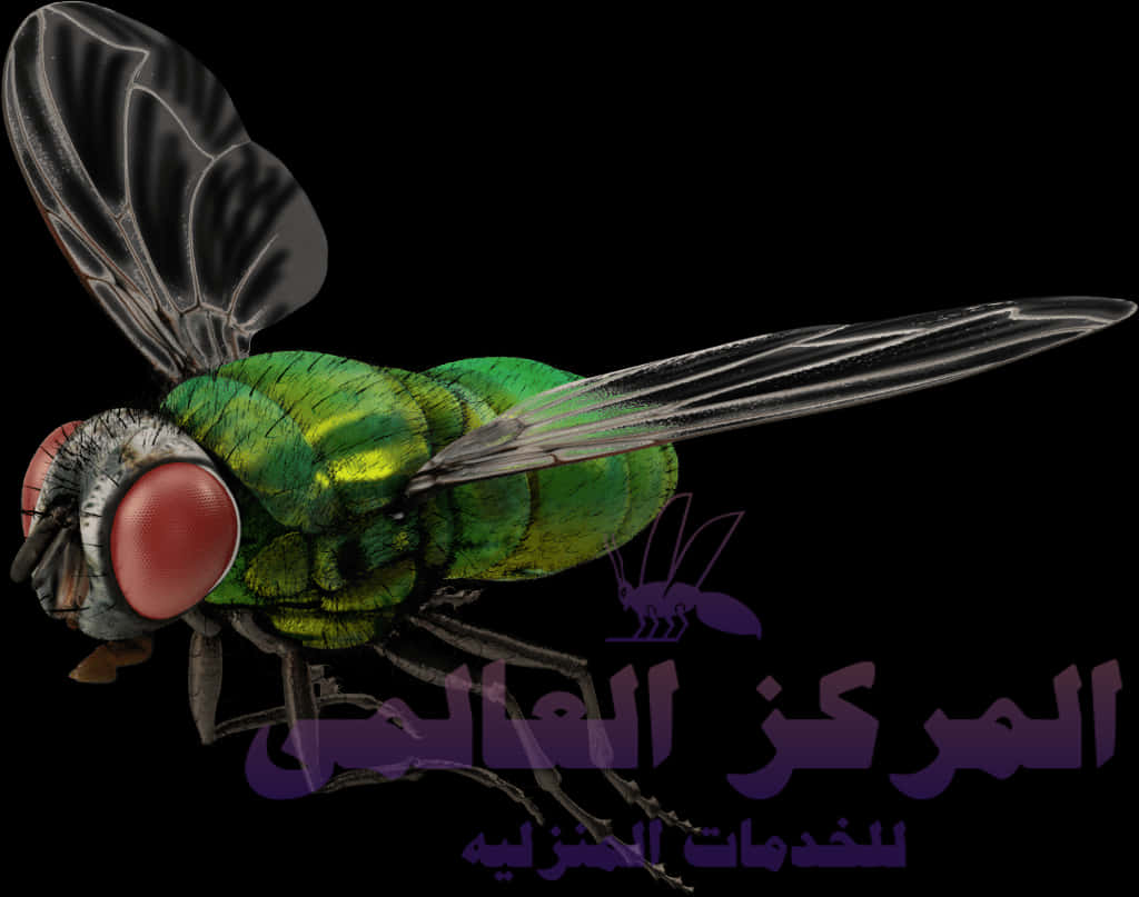 Detailed Green Fly Illustration PNG image