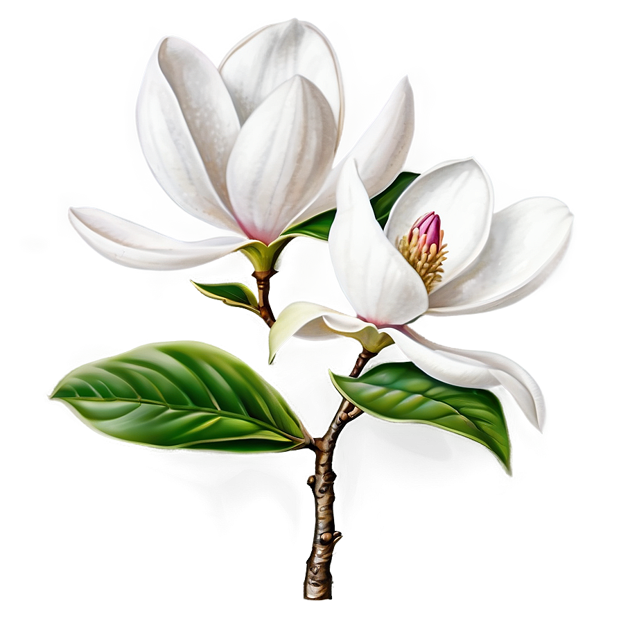 Detailed Magnolia Flower Drawing Png Mff PNG image