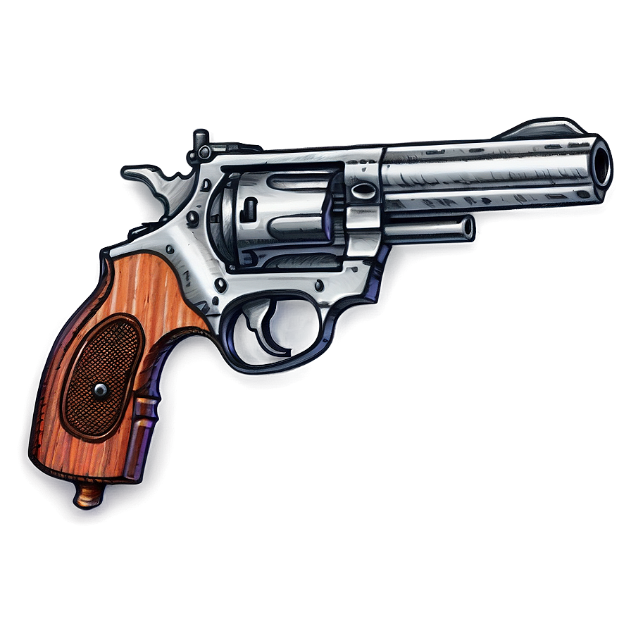 Detailed Revolver Sketch Png Vqv PNG image