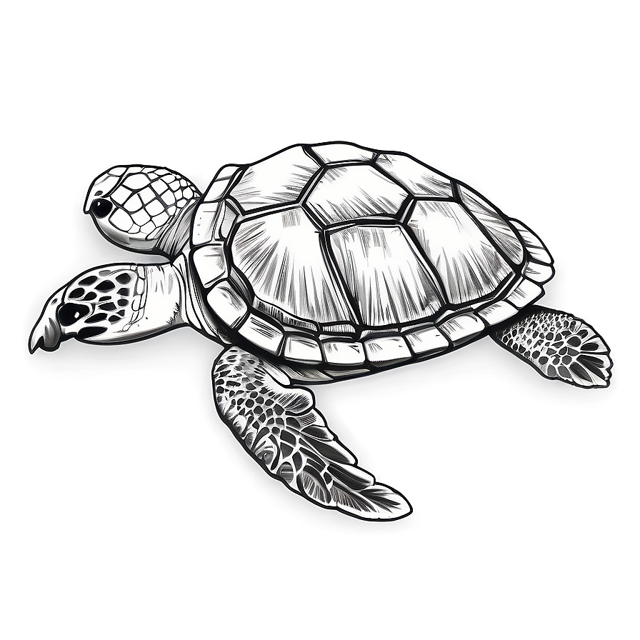 Detailed Sea Turtle Sketch Png 05242024 PNG image