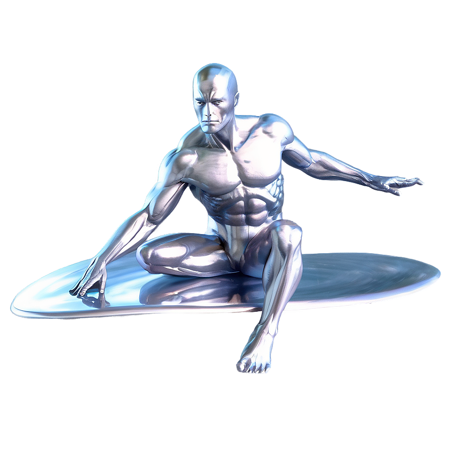 Detailed Silver Surfer Rendering Png 6 PNG image