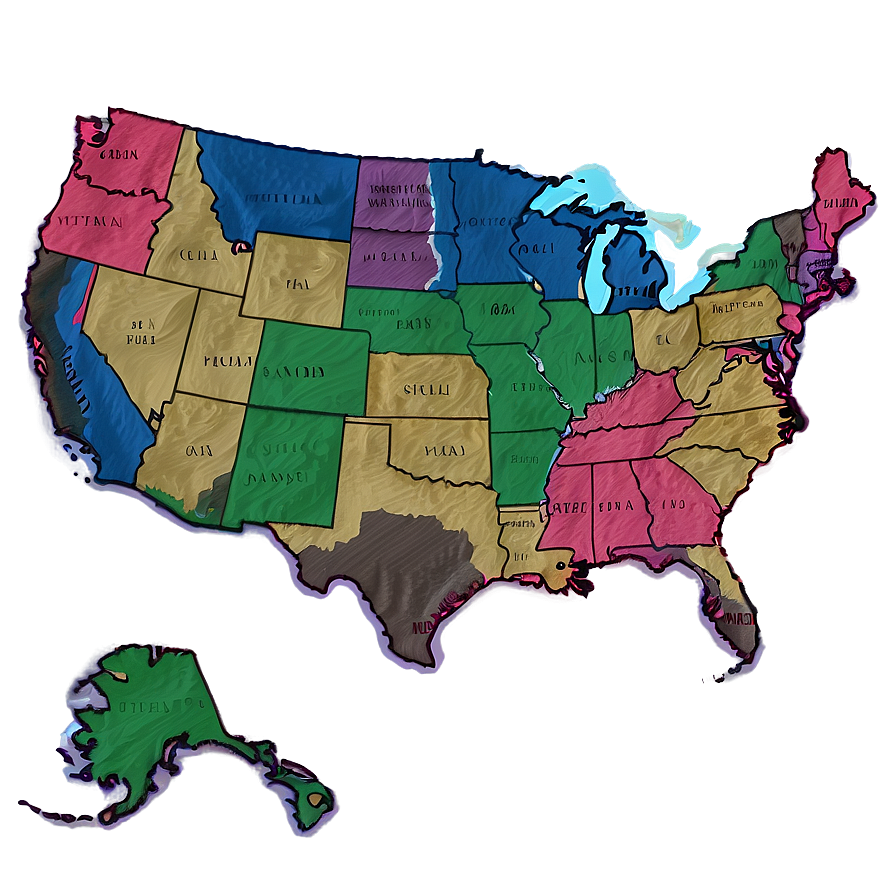 Detailed Usa Map Png 3 PNG image