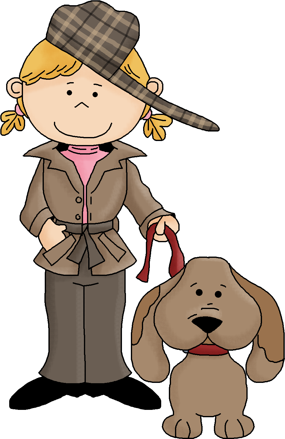 Detective Girland Dog Cartoon PNG image