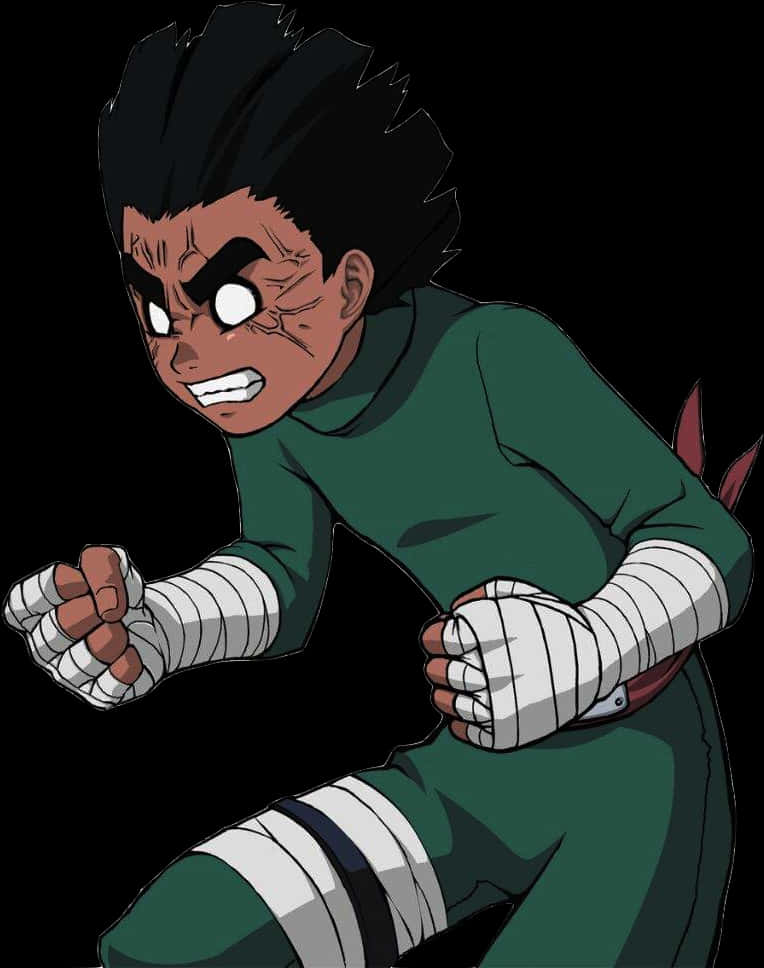 Determined Rock Lee Action Pose PNG image