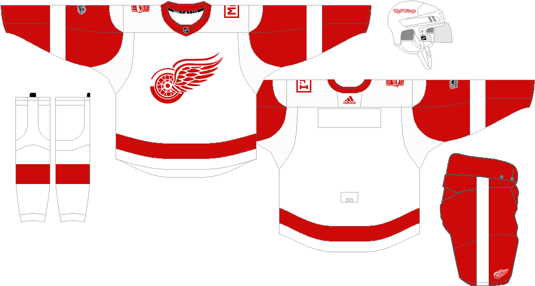 Detroit Red Wings Hockey Uniform Layout PNG image