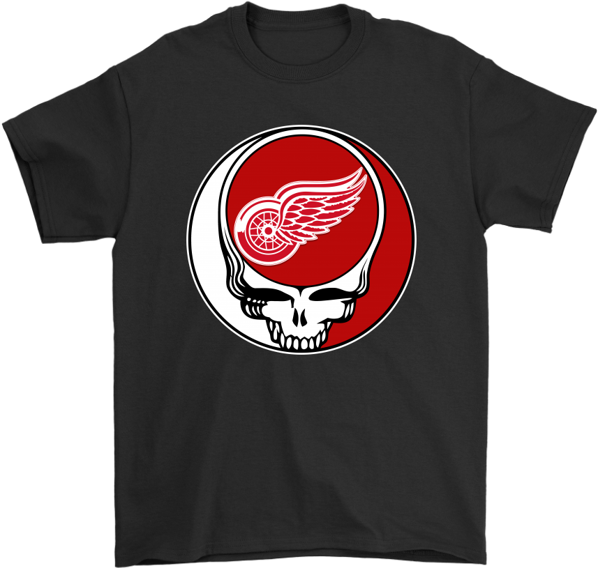 Detroit Red Wings Skull T Shirt Design PNG image