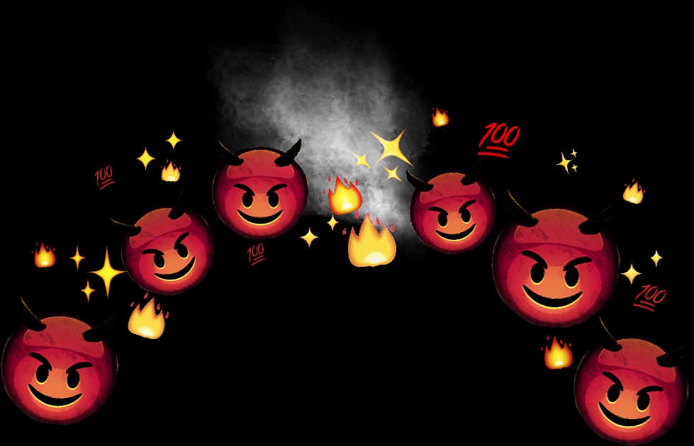 Devil Emoji Fantasy Scene PNG image