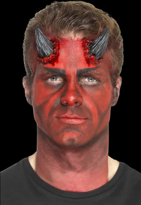 Devil Horns Makeup Man PNG image