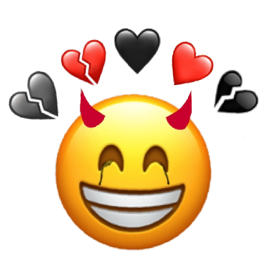 Devilish Grin Emojiwith Hearts PNG image