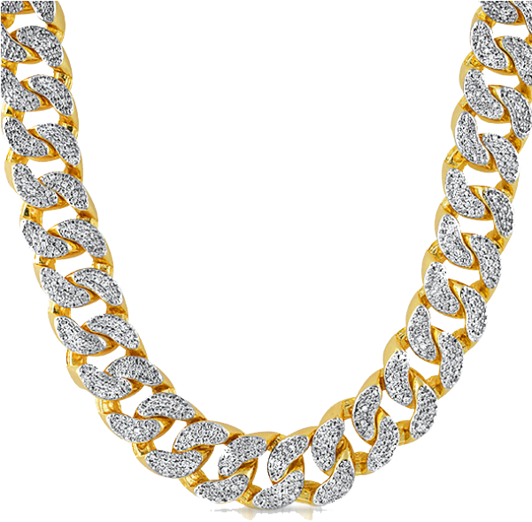 Diamond Encrusted Gold Chain PNG image