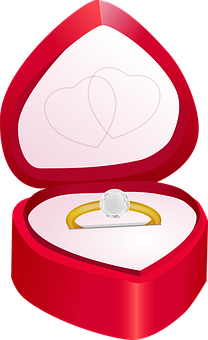 Diamond Engagement Ringin Heart Shaped Box PNG image