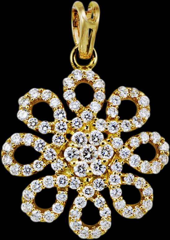 Diamond Floral Pendant Gold Jewelry PNG image