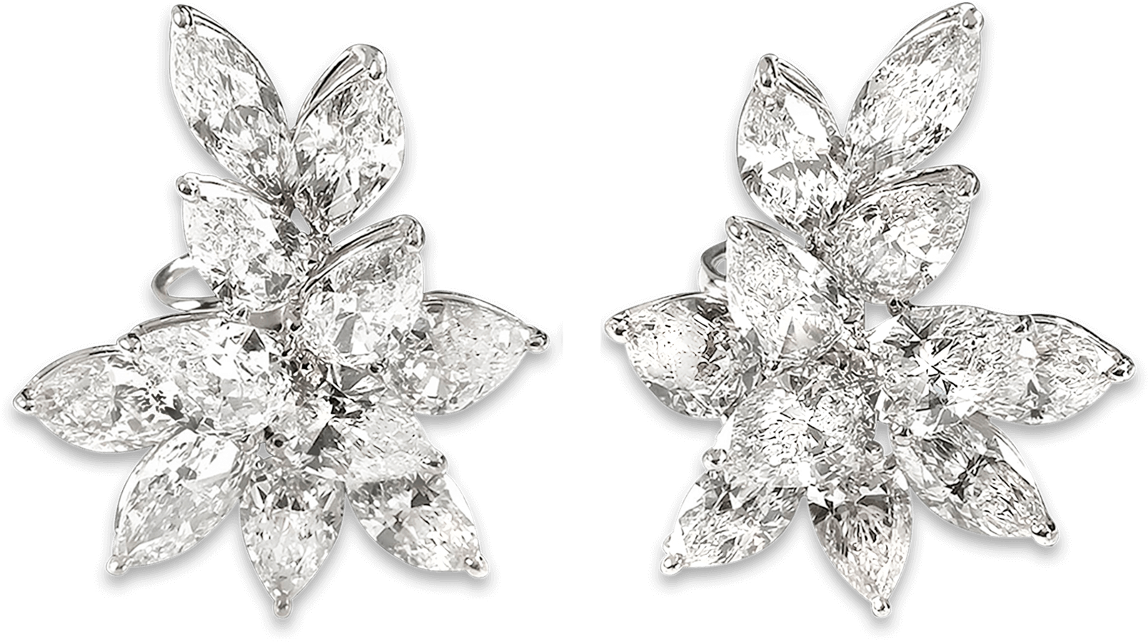 Diamond Flower Stud Earrings PNG image