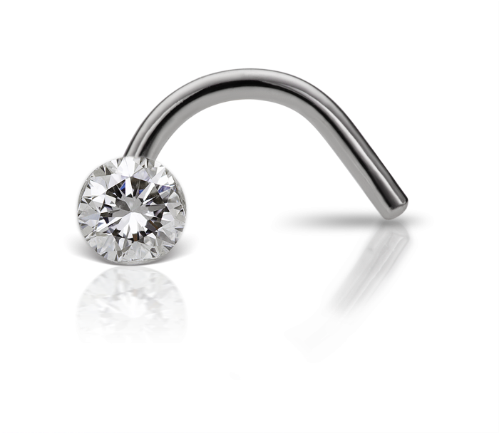 Diamond Nose Stud Silver Curved Barbell PNG image