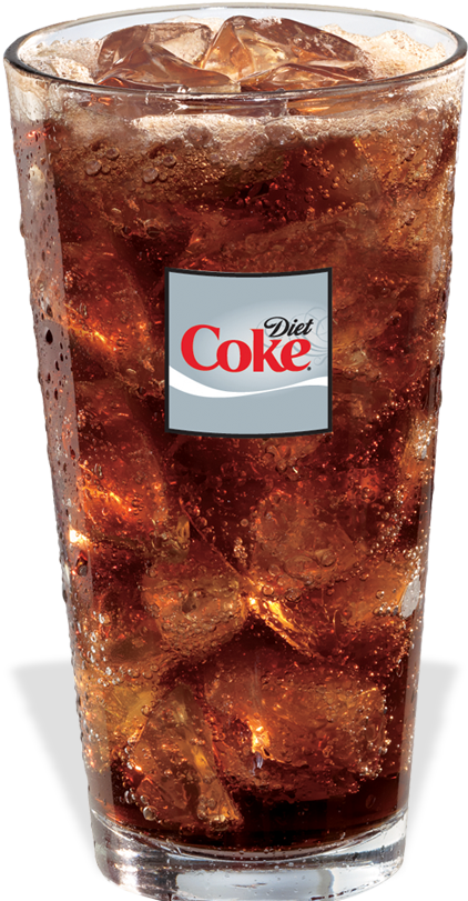 Diet Coke Glass Iced Beverage PNG image