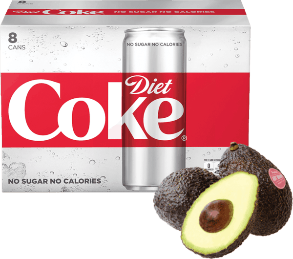Diet Cokeand Avocado Diet Choices PNG image