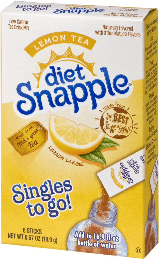 Diet Snapple Lemon Tea Mix Packaging PNG image