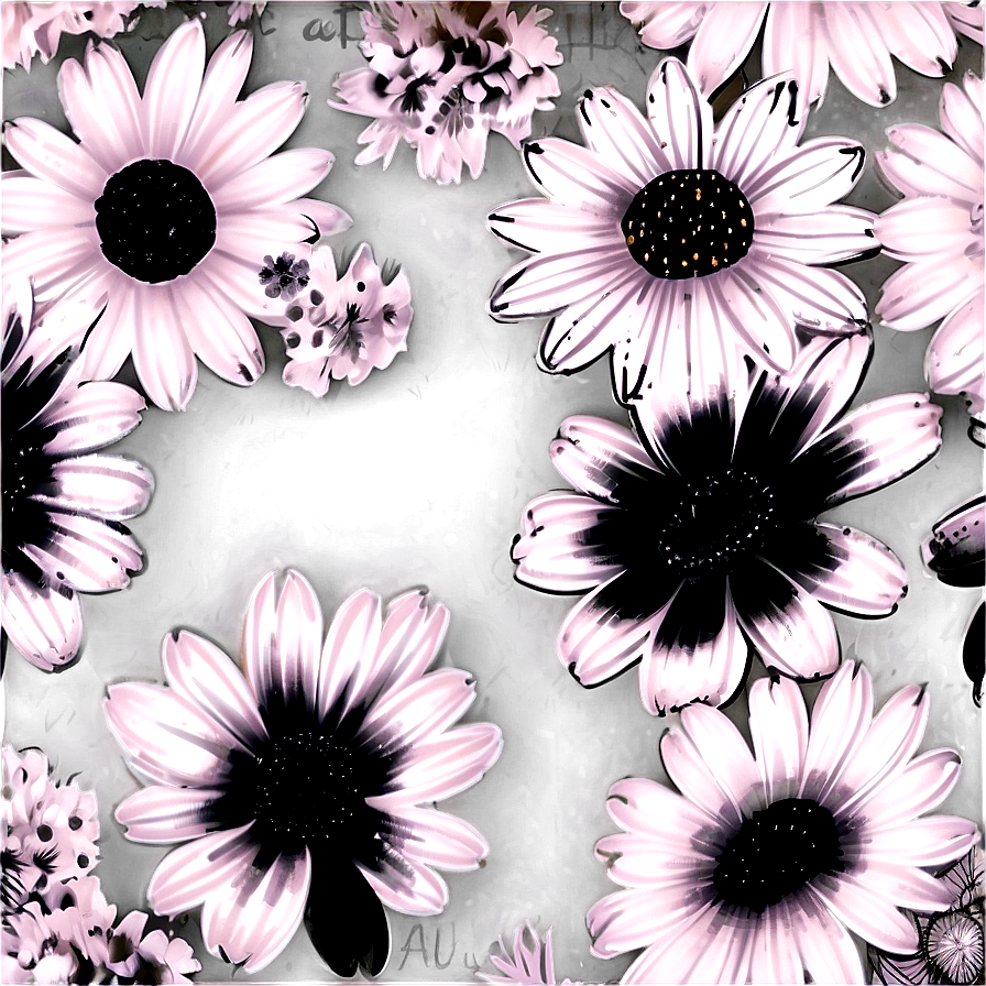 Digital Black And White Flowers Png 14 PNG image