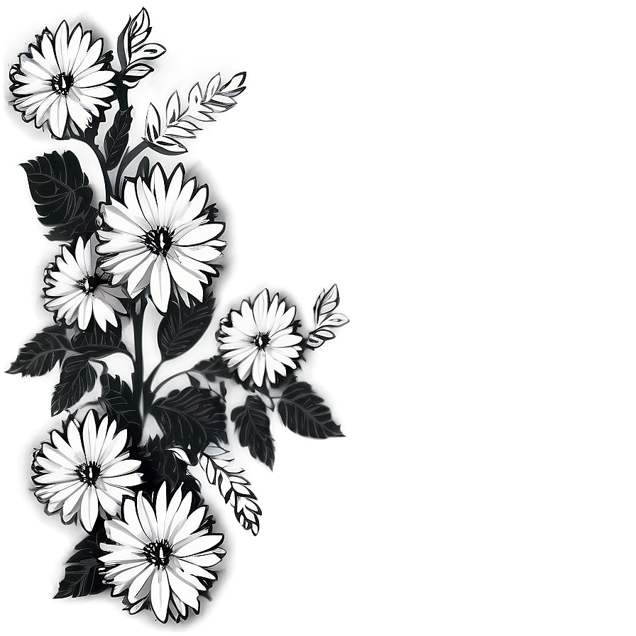 Digital Black And White Flowers Png Vfn83 PNG image