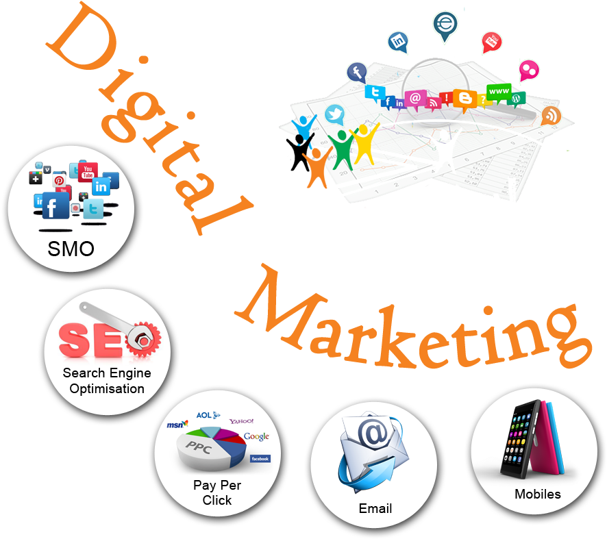 Digital Marketing Components Illustration PNG image