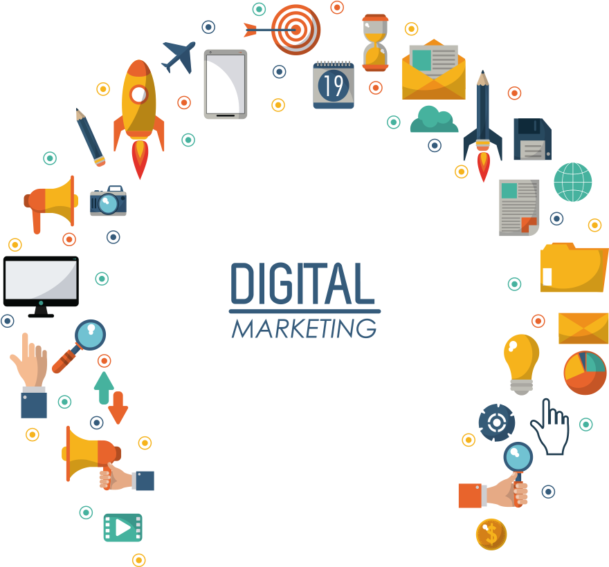 Digital Marketing Elements Graphic PNG image