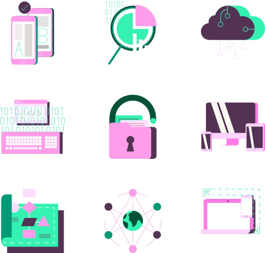 Digital Technology Icons Set PNG image