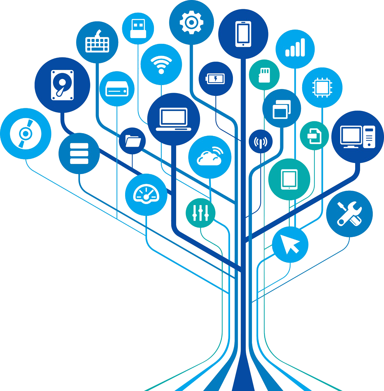 Digital Technology Tree Concept PNG image