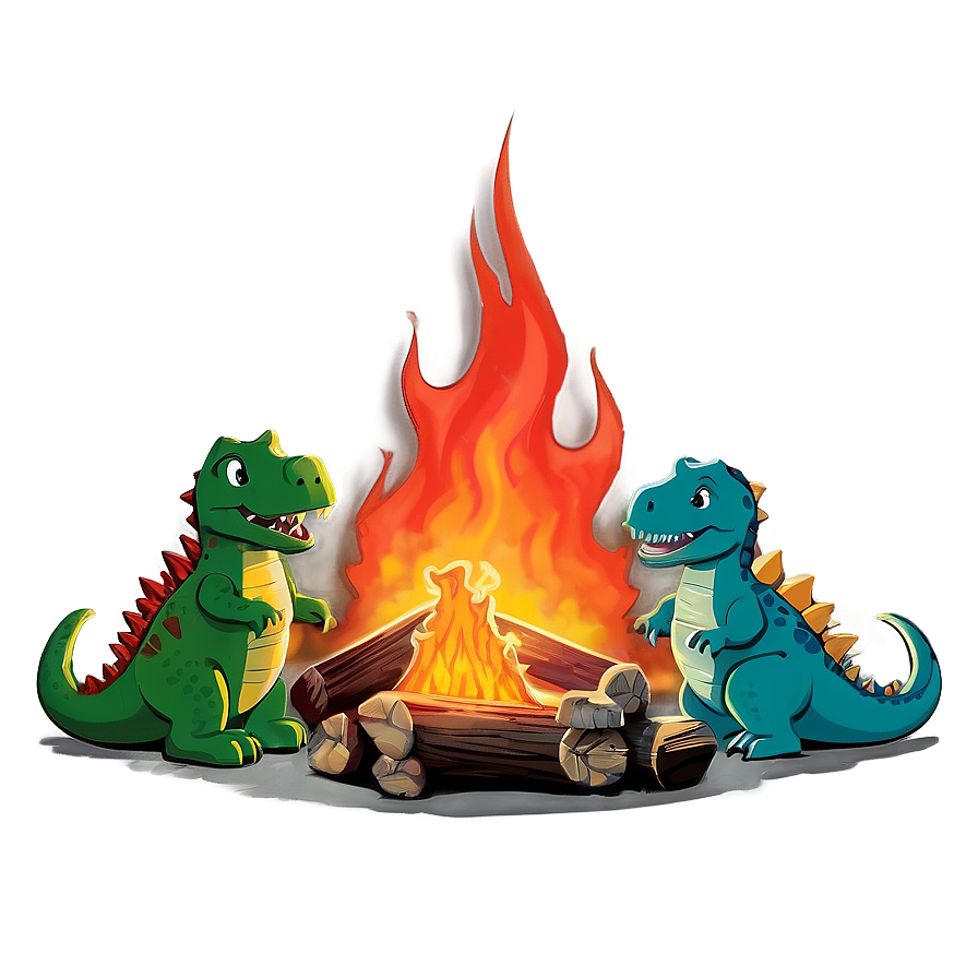 Dino And Friends Campfire Png 06122024 PNG image