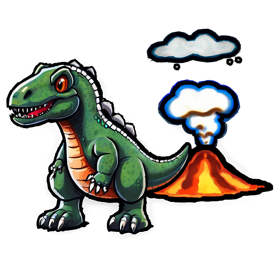 Dinosaur And Volcano Png 86 PNG image