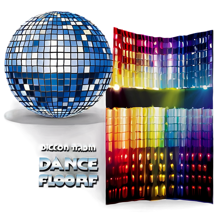 Disco Balland Colorful Dance Floor PNG image