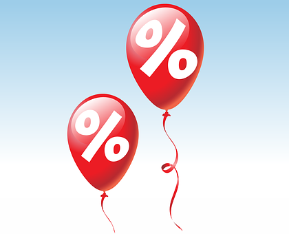 Discount Percentage Balloons PNG image