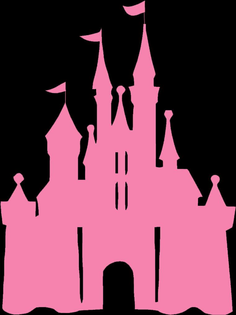 Disney Castle Silhouette Pink Background PNG image