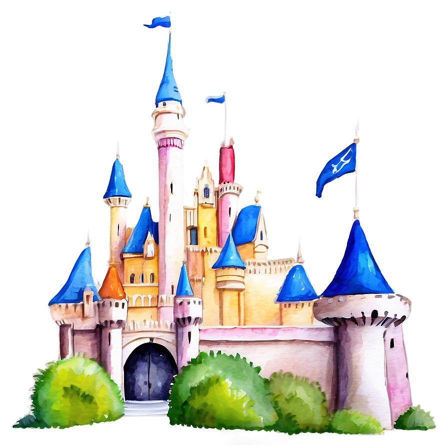 Disney Castle Watercolor Painting Png Tpp PNG image